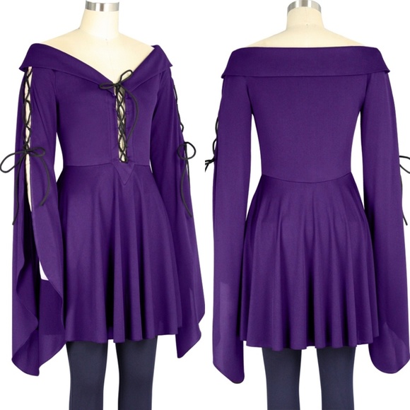 Gothic Punk Lace Up Long Sleeve Blouse Top - Picture 2 of 7